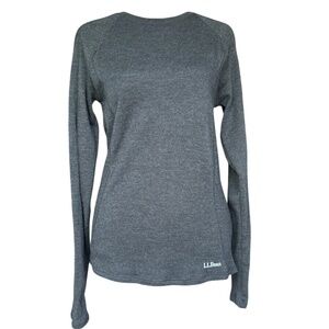 L.L.Bean Mid Weight Long Sleeve 100%‎ Merino Wool Grey Top Sweater Sz S